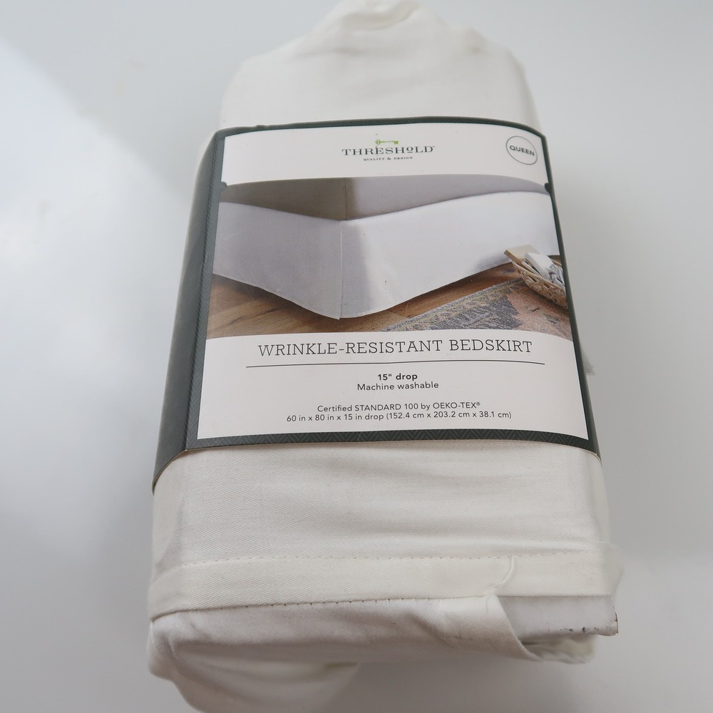 Threshold Bedskirt Queen Wrinkle Resistant 15‎ Inch Drop Machine Washable New